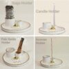 5 in 1 Incense Holder for Meditation, Palo Santo Holder, Ceramic Sage Holder for Burning, Candle Holder, Ashtray, Palo Santo Matches, Meditation Accessories for Meditation Yoga Room
