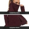 Soneven Women's Running Fleece Sweatshirts Cowl Neck Pullover Long sleeve Shirt with Thumb Holes and Neck Gaiter Face Mask