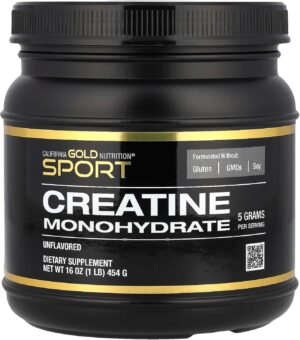 California Gold Nutrition, Creatine Powder, Micronized, Muscle and Strength Support, Creatine Monohydrate, No Gluten, No GMOs, No Soy, Unflavored, 16 oz (454 g)