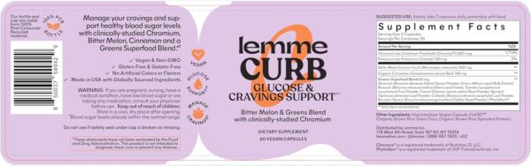 Lemme Curb Cravings, Improve Carb Metabolism, Support Weight Management w/Clinically Studied Chromium Picolinate, Bitter Melon, Ceylon Cinnamon & Greens Blend I Drug-Free I Vegan