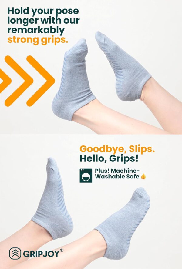 Gripjoy Grip Socks for Women and Men - Non Slip Socks - Yoga Socks with Grippers - Hospital Socks Non Skid - 3 Pairs
