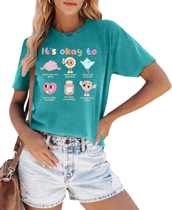 Mental Health Shirt for Women It's Okay to Make Some Mistakes Letter Print Tshirt Mental Health Gifts Tops