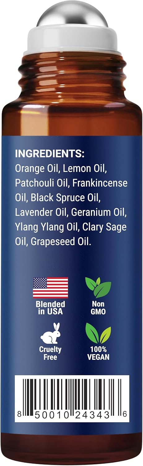 Stress Ease Essential Oil Roll-On Blend 10 ml - Natural Stress Relief with Lavender, Geranium & Frankincense Oils Roller - Pure & Calming Aromatherapy - Nexon Botanics