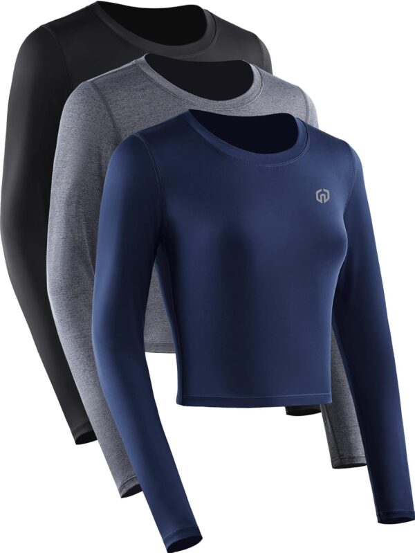 NELEUS Women's Running Workout Athletic Crop Shirts Pack of 3