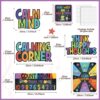 Calm Down Corner Bulletin Board Set for Classroom Decoration Feelings Chart Mental Health Feeling Management Poster for Kindergarten Emotions Poster Decor School(Dark Colors)