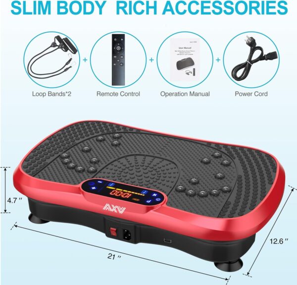 AXV Vibration Plate Fitness Platform Exercise Machine Vibrating Lymphatic Drainage Shaking Full Body Shaker Workout Vibrate Stand Shake Board Sport Gym for Weight Loss Fat Burner for Women Men