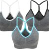 AKAMC Women's Cross Back Sport Bras,Adjustable Straps Padded Criss Cross Cropped Bras for Yoga Workout Fitness