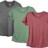 icyzone Workout Running Tshirts for Women - Fitness Athletic Yoga Tops Exercise Gym Shirts (Pack of 3)