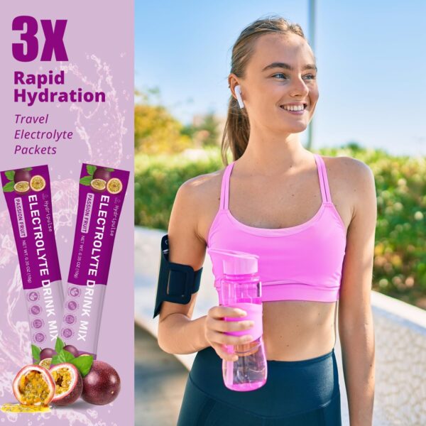 Electrolytes Powder Packets - Sugar Free, Naturally Flavored, 10 Electrolyte & Vitamins Electrolyte Drink Mix - Passion Fruit Flavors, Keto Friendly, Vegan, Non- GMO, 18 Packets