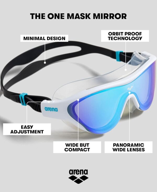 ARENA Unisex Adult The One Swim Mask Fitness Swimming Goggles Men and Women Large Fit Polycarbonate Mirror/Non-Mirror Lens