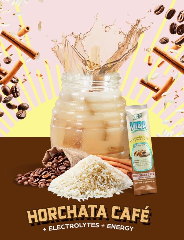 Hydration + Energy Sugar-Free Powder Packets Electrolyte Agua Fresca Drink Mix, Caffeine & Theanine Horchata 15 Single Serve Sticks Low Calorie, Natural Colors & Flavors