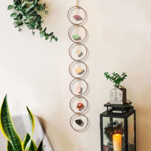 7 Crystal Gemstone Wall Hanger Decor, Large Raw Chakra Crystal Gemstones, Window Meditation Hanging Ornament, Home Decorations for Yoga Meditaion, Gifts for Christmas Ornaments/Birthday (1PC)
