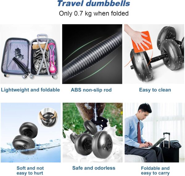 Water Filled Dumbbells Set - Water Filled Weights - Portable Travel Weights - Weights Adjustable Dumbbells - Portable Fitness Equipment - Strength Training - Fitness and Shaping
