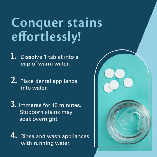 M3 Naturals Overnight + Whitening Retainer Cleaner | FSA HSA Approved | Remove Stains, Discoloration, and Plaque | 4 Month Supply | Denture Cleanser with Whitening Boost