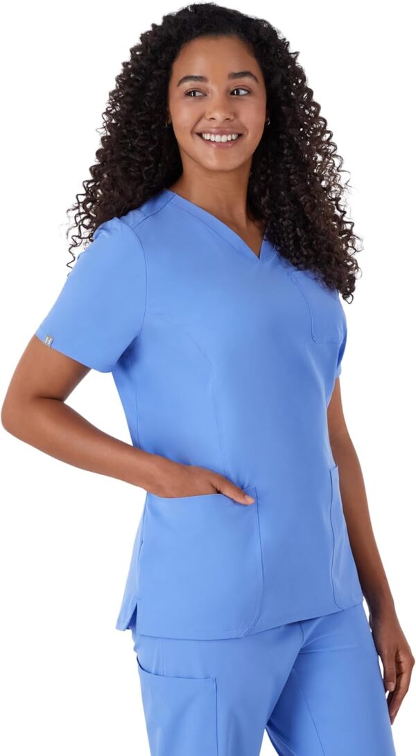 Hanes Women's Scrubs Healthcare Top, Moisture-Wicking Stretch Scrub Shirts, Ribbed Back Panel