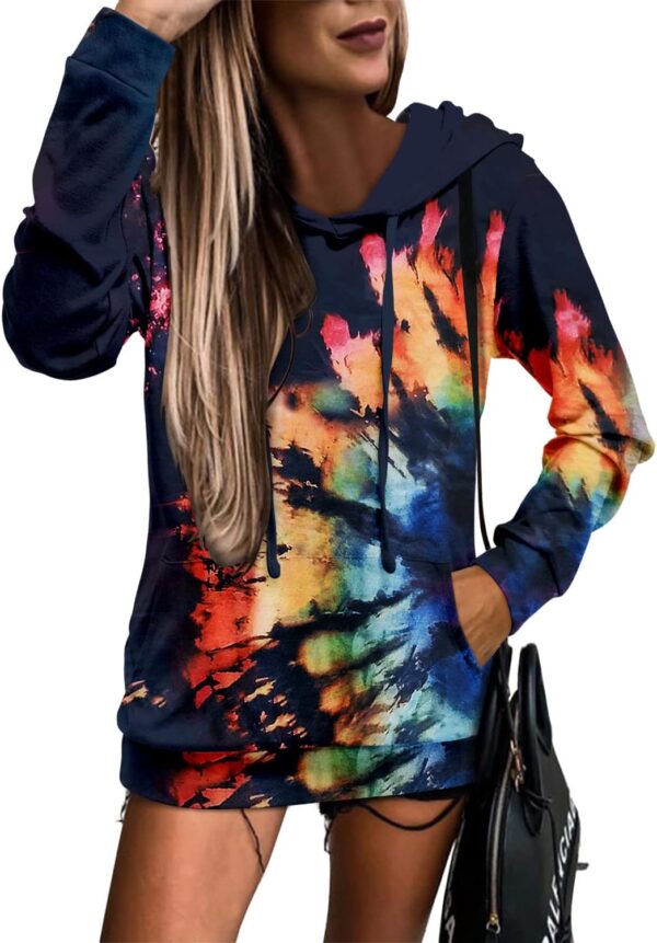 MODARANI Womens Pullover Hoodie Sweatshirts Casual Tunic Tops Kangaroo Pocket Shirts Tie Dye&Floral Print