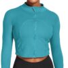CADMUS Women's Workout Long Sleeve Shirts Crop Tops Running Shirt Athletic Gym Thermal Winter Warm
