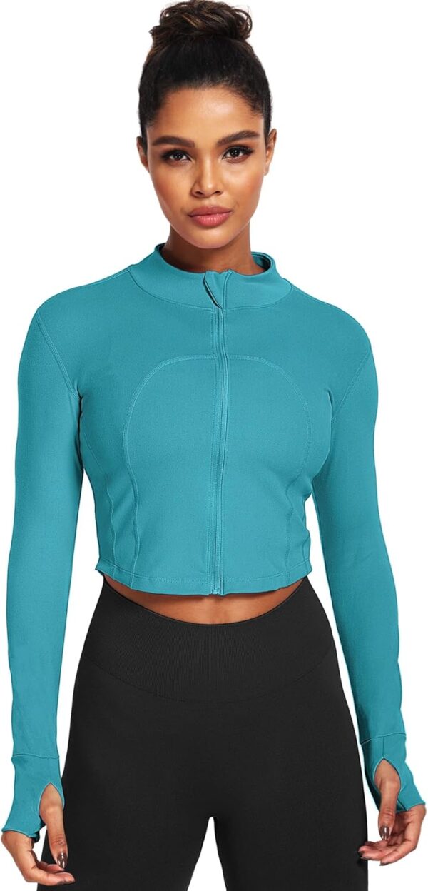 CADMUS Women's Workout Long Sleeve Shirts Crop Tops Running Shirt Athletic Gym Thermal Winter Warm