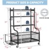 PLKOW Dumbbell Rack, Weight Rack for Dumbbells, Home Gym Storage for Dumbbells Kettlebells Yoga Mat and Balls, All in One Workout Storage with Wheels and Hooks, Powder Coated Finish Steel