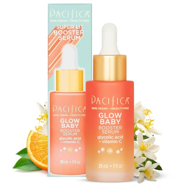 Pacifica Beauty, Glow Baby Booster Serum For Face, Vitamin C and Glycolic Acid, Brightens and Supports, For All Skin Types, Fragrance Free, Clean Skin Care, Vegan & Cruelty Free , 1 Fl Oz