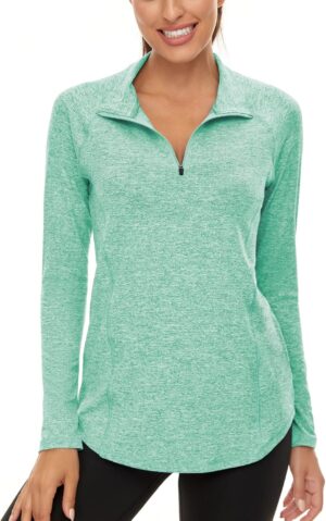 LURANEE Womens UPF 50+ Long Sleeve 1/4 Zip Pullover Athletic Hiking Running Workout Tops