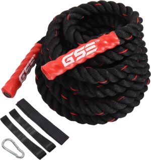 GSE Heavy Battle Rope, 1.5"/2" Diameter Workout Battle Ropes for Home Gym & Outdoor, Heavy Weighted Ropes with Anchor Strap for Exercise/Training - 30,40,50 Feet Lengths Available.