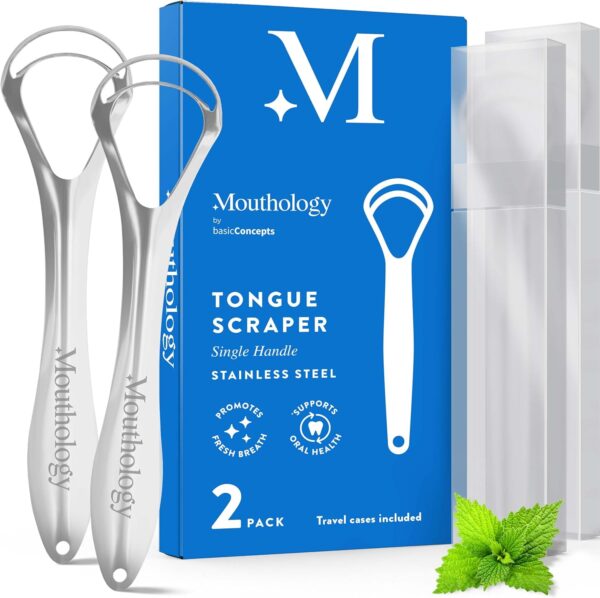 Tongue Scraper For Adults (2 Pack), Reduce Bad Breath, Metal Tongue Scraper, Tongue Cleaner, Tongue Scraper, Stainless Steel Tongue Scraper, Tongue Cleaner for Adults, Tongue Scrubber