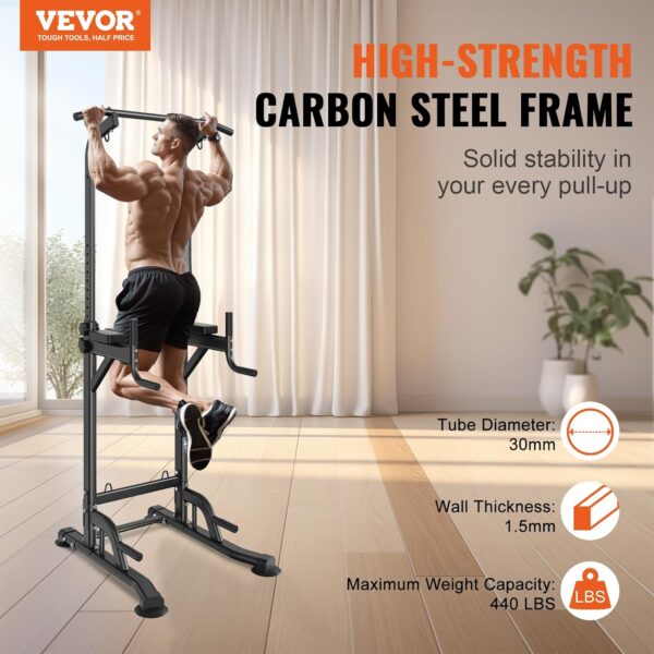 VEVOR Power Tower Dip Station, Multi-Function Home Gym Fitness Equipment, Strength Training Workout Dip Bar