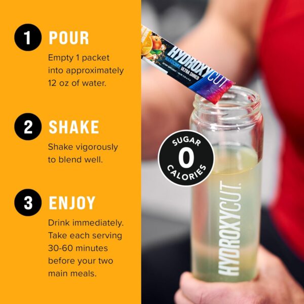 Hydroxycut Hardcore Ultra Shred Drink Sticks, Tangerine Mimosa - 20 Packets - Zero Sugar or Calories - Includes Paraxanthine & B Vitamins - for Women & Men