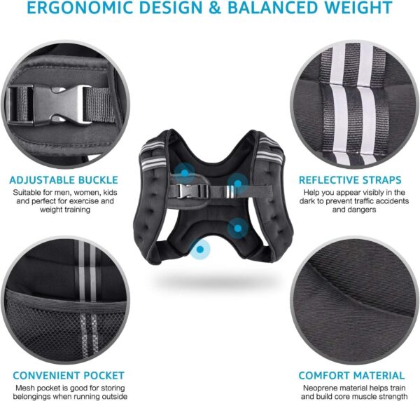 Weighted Vest Weight Vest for Men Women Kids Weights Included, Body Weight Vests Adjustable for Running, Training Workout, Jogging, Walking