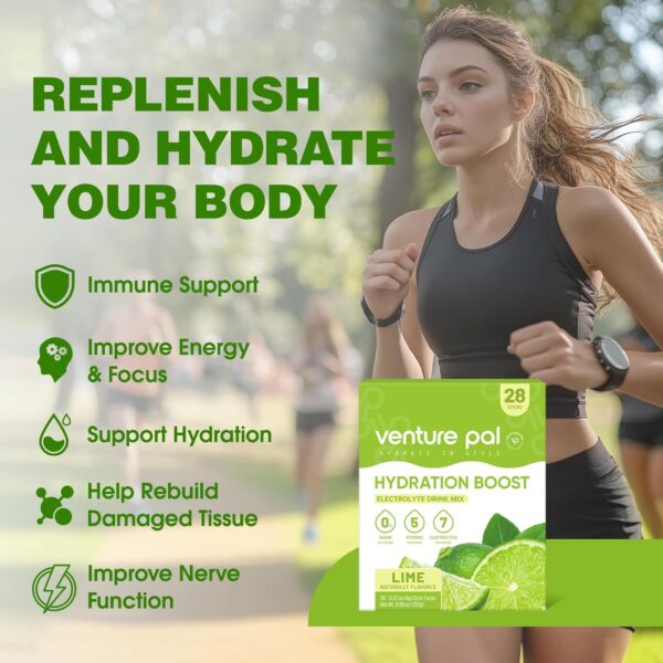 Venture Pal Sugar Free Electrolyte Powder Packets - Liquid Daily IV Hydration Packets | Electrolytes Drink Mix with 5 Vitamins & 7 Electrolytes | Keto Friendly | Non-GMO | Certified Vegan | 28 Sticks
