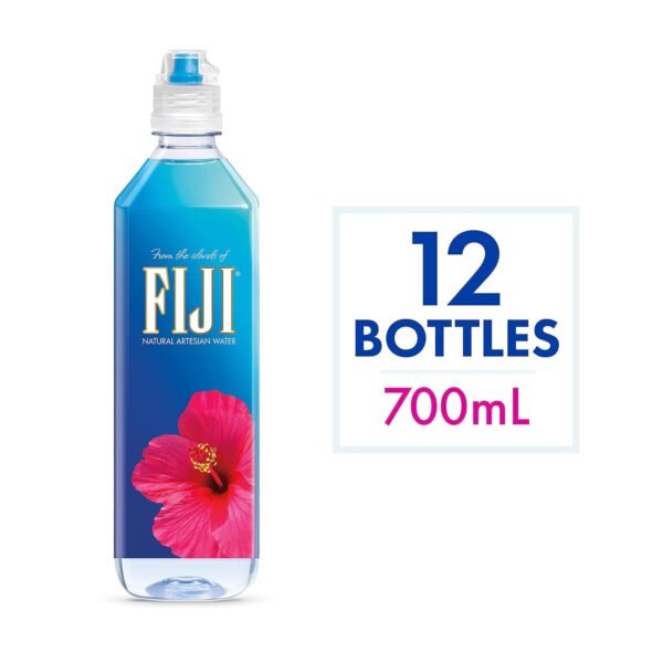 FIJI Natural Artesian Bottled Water 700mL / 23.7 Fl Ounce (Pack of 12) - Sports Cap - 100% Natural Electrolytes