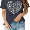 LBP Women Gardening T Shirts Plant Lover Tees Gardener Tops Women Garden Flower Heart Shirt