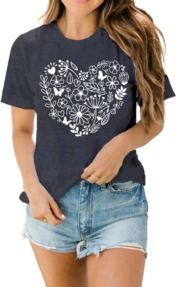 LBP Women Gardening T Shirts Plant Lover Tees Gardener Tops Women Garden Flower Heart Shirt