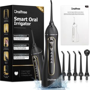 Oralfree Water Dental Flosser Teeth Pick - Cordless Portable Floss Picks Rechargeable Travel Pik Irrigation Cleaner IPX7 Waterproof Oral Irrigator Electric Flossing Machine for Home Teeth Cleaning