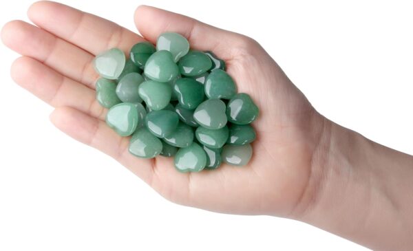 20PCS Green Aventrine Heart Healing Crystals Set Stones Love Shaped Polished Crystal Natural Cute Pocket Thumb Reiki Wholesale Set Gifts Balancing Meditation