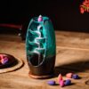 INONE Ceramic Incense Burner with 100 Upgraded Cones, Waterfall Backflow Incense Holder, Aromatherapy Ornament, Zen Decor, Home Decor, Room Decor (Cyan)