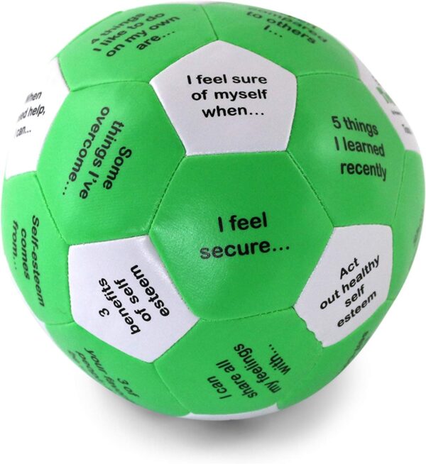 Self Esteem Thumball: Six Inch, Green/White, Foam, Vinyl, 1 Set, 1 Item, 1 Piece, 5.6 Ounces, Ages 8-Adult, Group Activity for Self Esteem Building