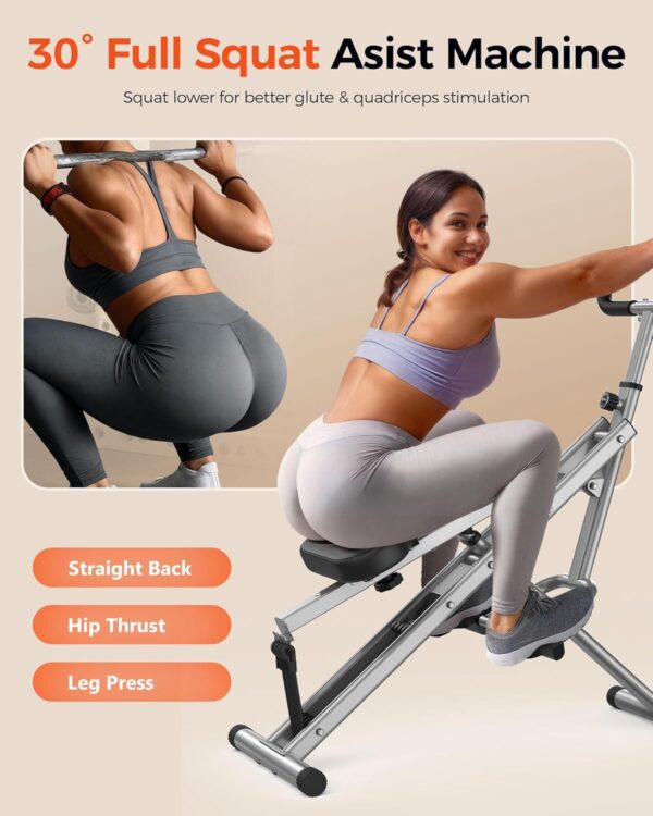 Sportsroyals Pink Squat Machine for Home,Rodeo Core Exercise Machine,330lbs Foldable,Adjustable 4 Resistance Bands,Ride & Rowing Machine for Botty Glutes Butt Thighs,Ab Back/Leg Press Hip Thrust…