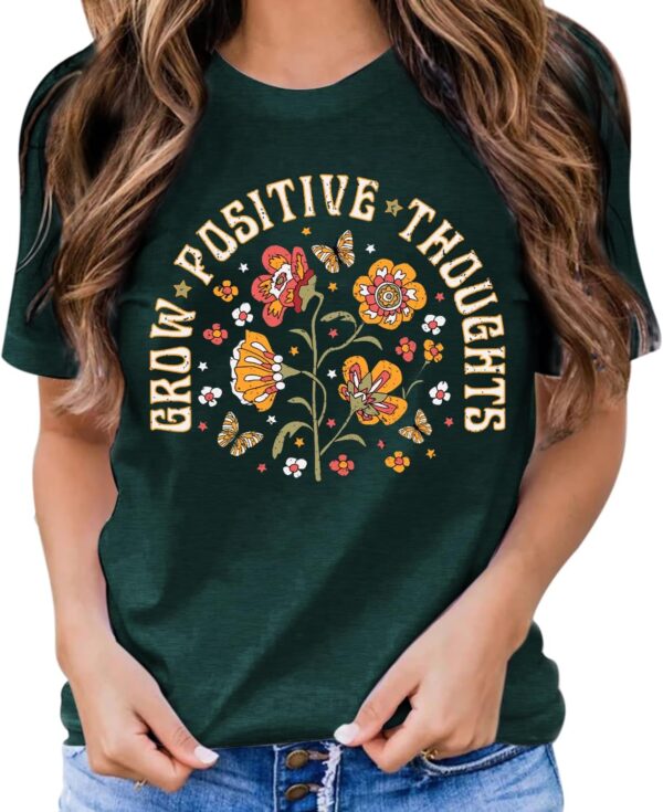 Mental Health Shirts for Women Vintage Flower Tee Shirt Boho Floral T Shirt Wildflower T-Tops Butterfly Tops