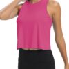 Mippo Workout Tops for Women Cropped Open Back Sleeveless Tank Tops Athletic Gym Yoga Shirts Loose Fit