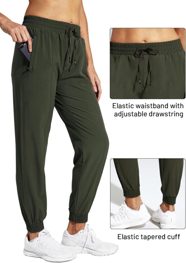MIER Women's Lightweight Joggers Hiking Pants Quick Dry Athletic Zipper Pockets Running Pant, Water Resistant