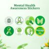 Mental Health Awareness Items, 500Pcs Mental Health Stickers 8 Design Mental Health Awareness Green Ribbons Sticker Inspirational Postive for Adult Teens Fundraiser Event Handout Supplies…