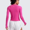 CRZ YOGA Womens Seamless Workout Long Sleeve Shirts Quick Dry Gym Athletic Tops Breathable Running Yoga T-Shirts
