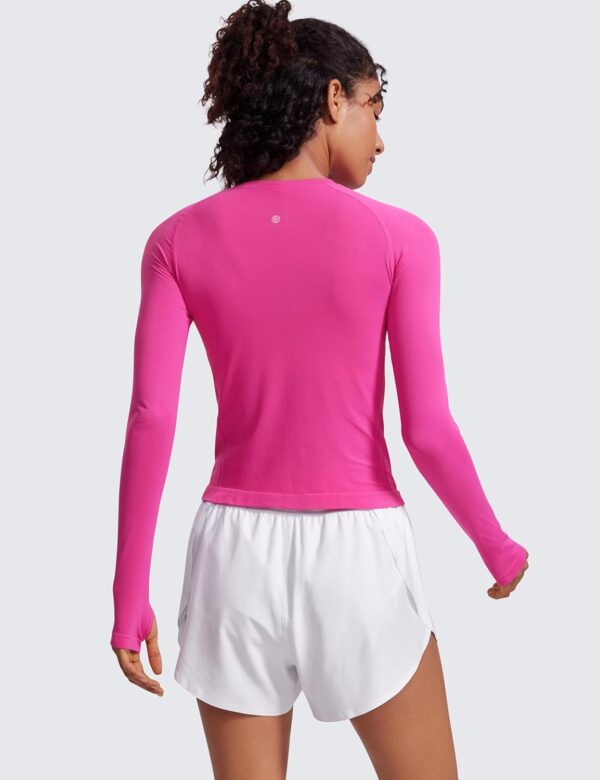 CRZ YOGA Womens Seamless Workout Long Sleeve Shirts Quick Dry Gym Athletic Tops Breathable Running Yoga T-Shirts