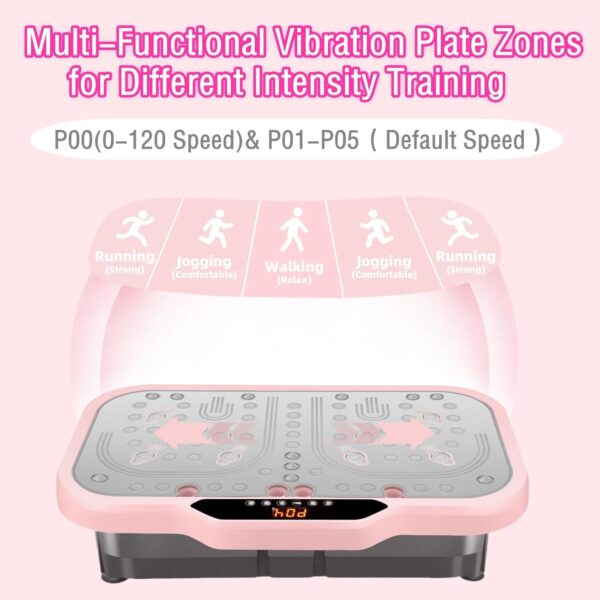 Vibration Plate Exercise Machine, Vibrate Fitness Platform for Weight Loss 120 Speeds Whole Body Workout Equipment with Resistance Bands Handles for Women Men Home Sport Gym