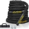 POWER GUIDANCE Battle Rope, 1.5/2 Inch Diameter Poly Dacron 30, 40, 50Ft Length Exercise Equipment for Home Gym & Outdoor Workout, Battle Rope Anchor Included…