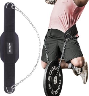 Dip Belt for Weightlifting, Weight Belt for Pull-Ups, Powerlifting, Squats, and Bodybuilding – Heavy-Duty Steel Chain, Neoprene Support, Lifts up to 650 lbs.