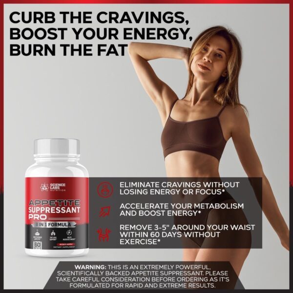 Science Labs | #1 Dosed Appetite Suppressant Weight Loss Pills for Women & Men | Belly Fat Burner Supplement, Metabolism Booster, Carb Blocker | Diet Pills That Work Fast - 60 Servings