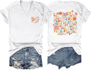 Let Them Misunderstand Mental Health Shirt for Women V-Neck Funny Saying Graphic Top Inspirational Graphic Tees